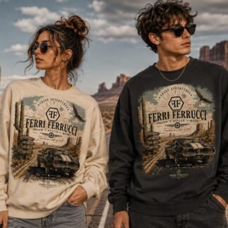 Vintage Western Sweatshirt, Desert Road Trip Crewneck, Retro Car Graphic Sweatshirt, Western Adventure Sweater, Unisex Graphic Pullover