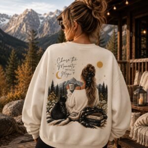 Cozy Mountain Sweatshirt, Chase the Moments Crewneck, Nature Graphic Sweatshirt, Boho Fall Sweater, Ferri Ferrucci Graphic Pullover