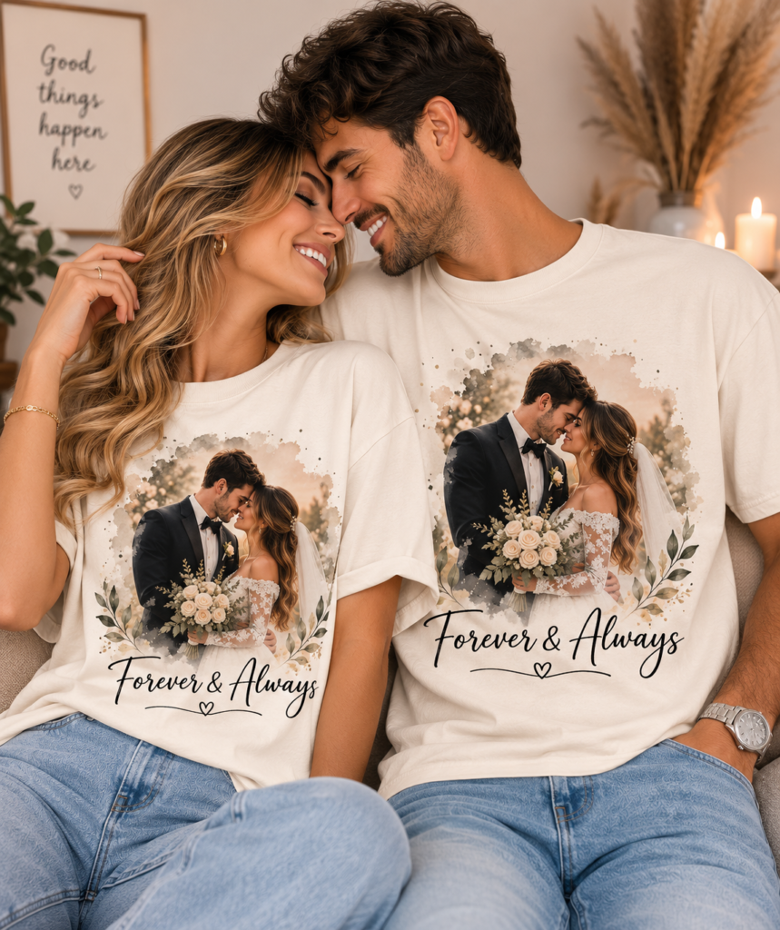 Comfort Colors® Custom Wedding Photo Shirt, Personalized Couple Anniversary Tee, Comfort Colors® Anniversary Gift