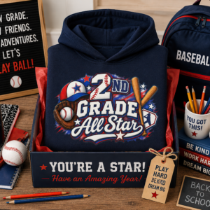 2nd Grade Baseball Hoodie product image for designing your own text, photo, or artwork on a custom sweatshirt.