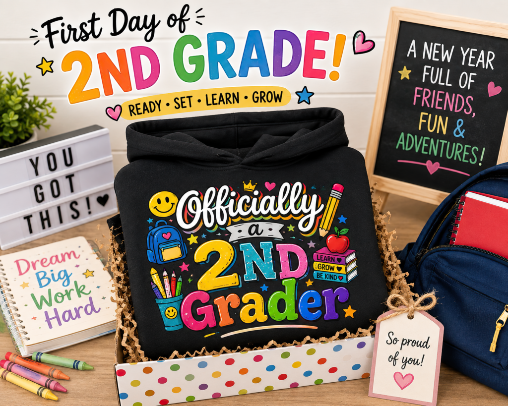 2nd grade sweatshirt product image for designing your own text, photo, or artwork on a custom sweatshirt.