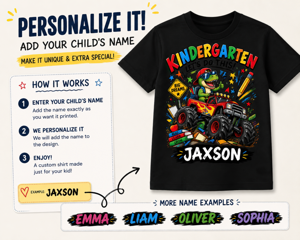 personalized kindergarten shirt product image for designing your own text, photo, or artwork on a custom sweatshirt.